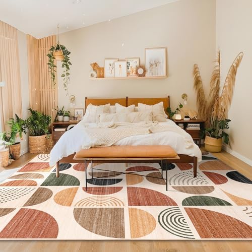 MUJOO 8x10 Area Rugs,Washable Rug Non Slip Modern Abstract Boho Large - Image 2