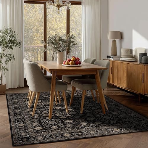 Ruaruarug Washable Area Rug 4×6 for Living Room, Ultra Soft, Black Gold - Image 5