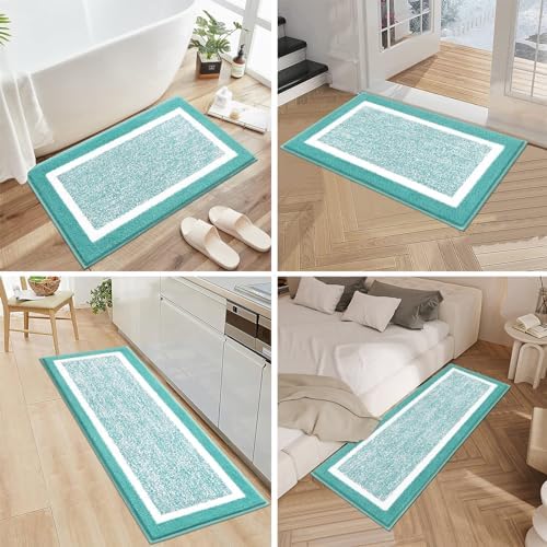 Pauwer Bathroom Rug Sets 3 Piece, Non Slip Washable Bath Mat, Teal - Image 7