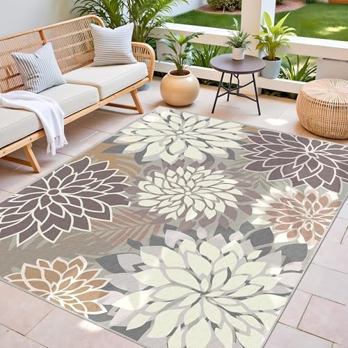 Arenarug Outdoor Rug Waterproof, Washable Patio Rug for Deck, 4x6, Taupe - Image 3