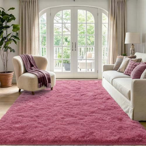 4'x5'3'' Blush Fluffy Soft Area Rug Non-Slip for Kids Bedroom Nursery - Image 2
