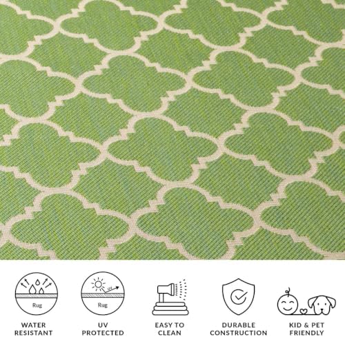SAFAVIEH Washable Rug Outdoor Courtyard Collection - 2' x 3'7", Green & Beige, Non-Shedding & Easy Cleaning, Ideal for Patio, Front Door, Entryway, Doormat (CY6918-244) - Image 6