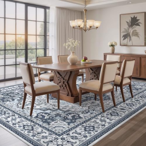 EIEIHOUSE 9x12 Area Rug Washable Vintage Rugs for Living Room Indigo - Image 3
