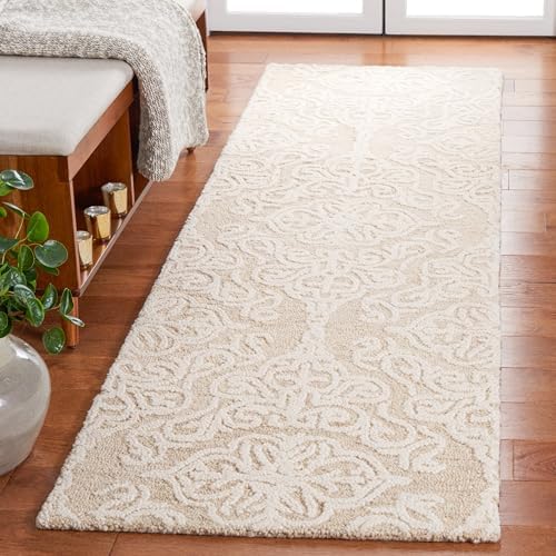 SAFAVIEH Blossom Collection Runner Rug - 2'3" x 8', Beige & Ivory, Handmade Wool, Ideal for High Traffic Areas in Living Room, Bedroom (BLM112B) by Unknown