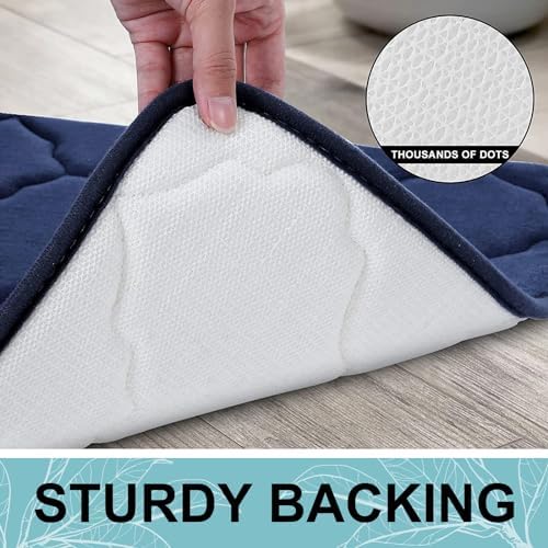 OLANLY Memory Foam Bath Mat Rug 36x24, Ultra Soft Bathroom Rugs, Navy - Image 4