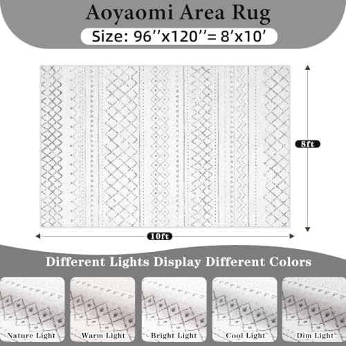 Area Rug Living Room Rugs 8x10 - Large Soft Boho Geometric Rug, Non-Slip Foldable Washable Rugs Non Shedding Morden Indoor Floor Carpet for Bedroom Office Dining Room (Dark Grey,8' x 10') - Image 2