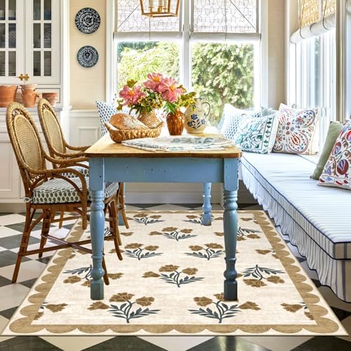4x6 Area Rug for Bedroom - Soft Washable Boho Beige Living Room Rug - Image 7
