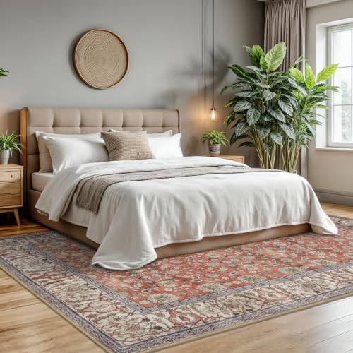 KUTA 8x10 Area Rugs for Living Room Washable Large Rug Red Clay - Image 3
