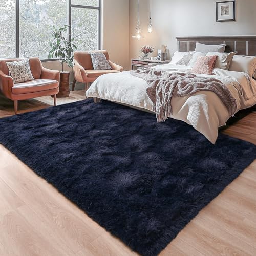 Chicrug Soft Area Rugs for Bedroom Living Room Plush Fluffy Rug 7x10 Feet, Shag Furry Area Rug Carpet Non Shedding for Nursery Children Kids Girls Room Home Decorative, Navy Blue - Image 5