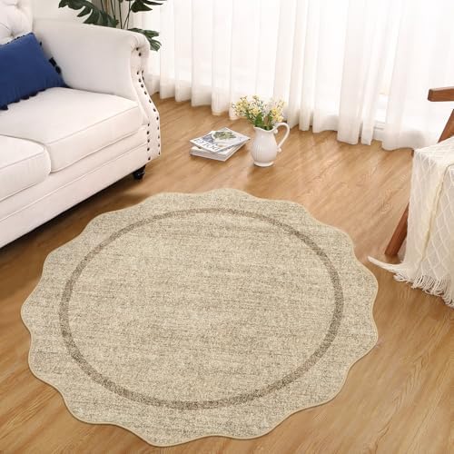 GarveeHome Scalloped Round Rugs 6Ft Washable Area Rug for Playroom Non-Slip - Image 7
