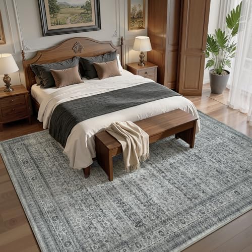 8x10 Area Rugs for Living Room Bedroom, Washable Vintage Boho Grey - Image 4