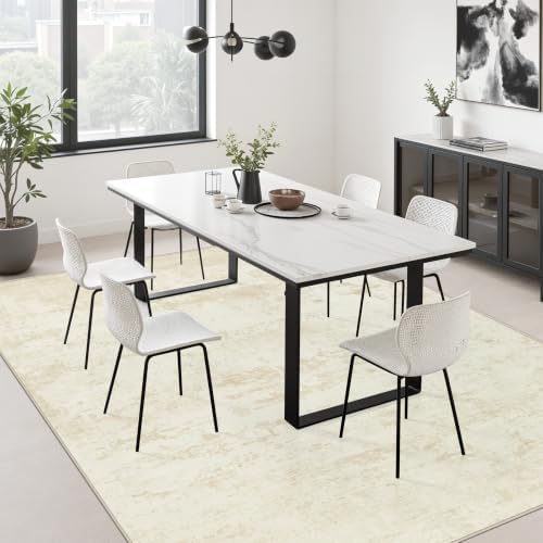 5x7 Area Rug Living Room: Modern Washable Indoor Soft Carpet Beige - Image 3