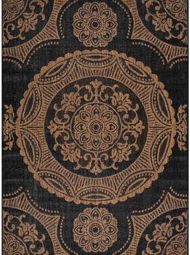 Luul Home Medallion Outdoor Rug 9x12 Washable Outside Carpet for Indoor Patio Porch Waterproof Easy Cleaning Non Shedding Area Rugs Nut Brown 9 x 12 - Image 2