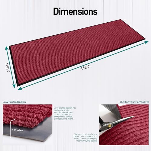 MaxMat® Extra Large Commercial Door Mat, Rubber Border Heavy Duty Door Mat, Waterproof, Low-Profile, Easy to Clean, Rubber Entry Mat. (Red, 3 x 5 Feet) - Image 2