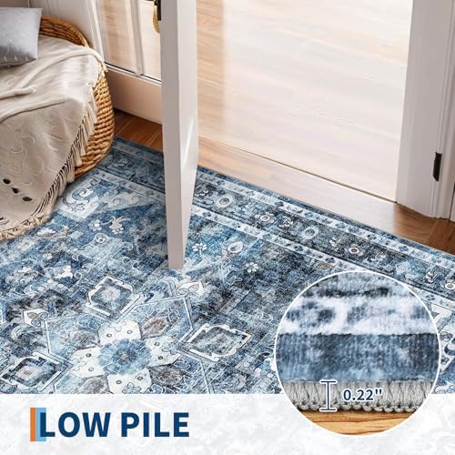 GarveeHome Washable Rug Runner 2x6 Vintage Runners for Hallways Blue - Image 6