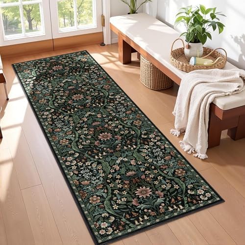 2x6 Floral Runner Rug for Hallway Washable Kitchen Runner Rug - Image 2