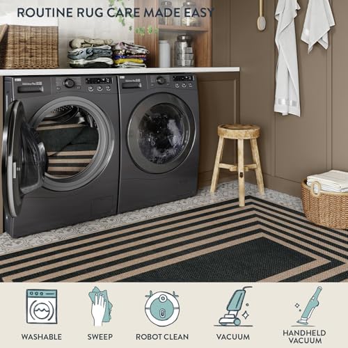 Lahome Modern 3x5 Outdoor Rug,Black Indoor Outdoor Front Porch Rug Non Slip - Image 7