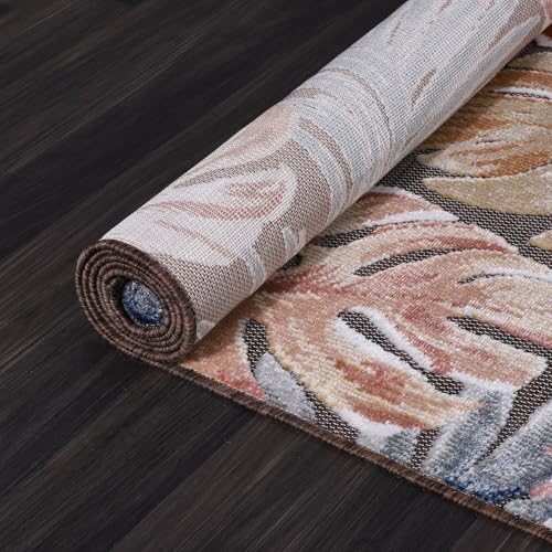 CAMILSON Indoor Outdoor Rug, Brown 7’10”x10’ Leaf Tropical Botanical Area Rugs for Indoor and Outdoor patios, Easy-Cleaning Non-Shedding Living Room, Garden and Kitchen Washable Outside Carpet (8x10) - Image 6