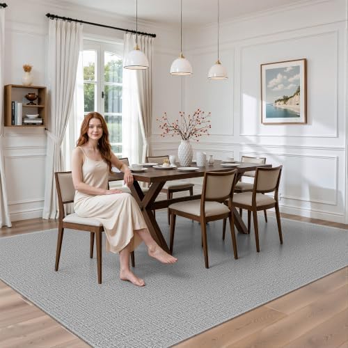 Valenrug 5x8 Area Rug, High-Low Pile Washable Rugs for Living Room, Grey - Image 4