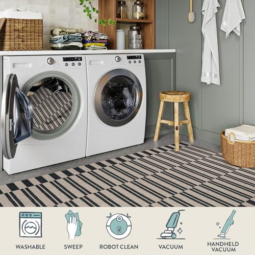 Lahome Striped Easy Jute Living Room Rug, 8x10 Outdoor Patio Rugs Washable - Image 4