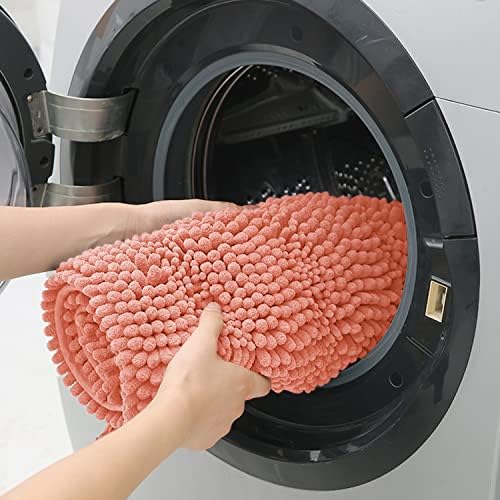 ACCUMTEK Solarei Striped Coral Bathroom Rug Mat 36"x24" Ultra Soft, Non Slip Chenille Bath Rugs, Absorbent Plush Shaggy Bath Mats for Bathroom, Bedroom, Kitchen, Shower, Tub - Image 6