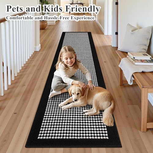 Ileading Hallway Runner Rug 2'x10' Heavy-Duty Durable Entryway Floor Mat with Non Slip Rubber Backing for Busy Traffic Extended Indoor Doormat Machine Washable Helloween Kitchen Throw Rug（Black&White） - Image 3