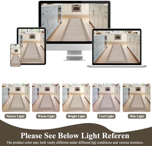 Ileading Laundry Room Runner Rug 2x5ft Non Slip Farmhouse Kitchen Floor Mats with Rubber Backing Machine Washable Indoor Doormat Low-Profile Carpet for Hallway Entryway(Beige) - Image 6