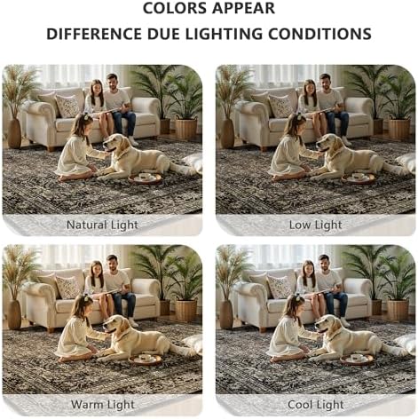 6x9 Area Rugs - Washable Vintage Retro Living Room Rug, Soft Ultra Thin Non Slip Low Pile Traditional Distressed Boho Carpet for Bedroom Dining Room Nursery Home Office, Brown - Image 7