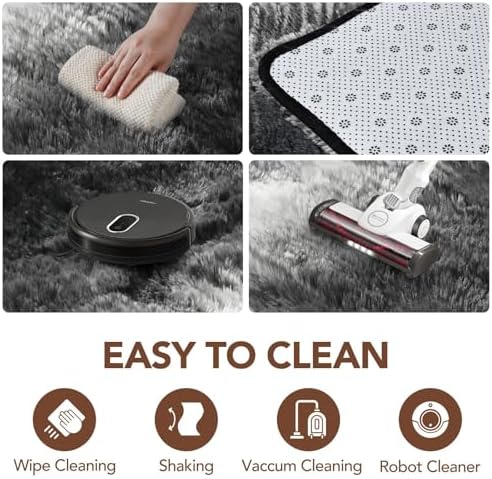 FinRèc Home 8x10 Non-Slip Fluffy Area Rugs for Living Room (Striped Black) - Image 7
