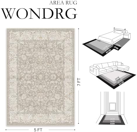 2x3 Taupe Washable Area Rug Non Slip Retro Distressed Doormat - Image 2