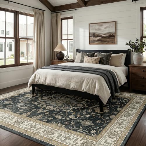 RELEANY Washable Area Rug, 8'x10', Black/Vintage/Beige - Image 2