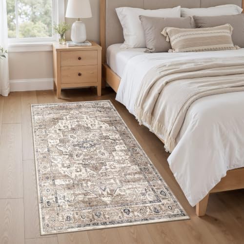 3x5 Washable Rug: Non Slip Soft Vintage Tea Brown Entry Rug - Image 3