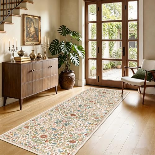 2x6 Floral Runner Rug for Kitchen Washable Hallway Runner Rug - Image 4