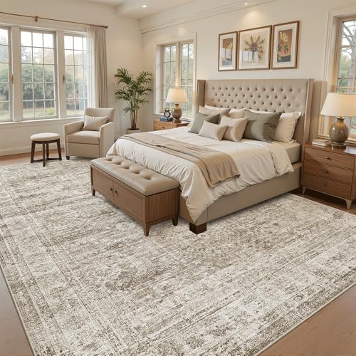 Soalmost 10x12 Area Rugs for Living Room Washable Rug Non-Slip Brown - Image 4