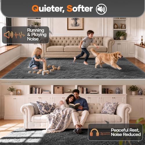 Ophanie 5x7 Area Rugs for Living Room Grey, Fluffy Shag Large Fuzzy Plush Soft Rug, Gray Shaggy Floor Big Carpets for Bedroom Nursery, Kids Home Decor Aesthetic with Over 99 pcs Pile fibers - Image 7
