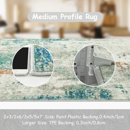 Lahome Modern Abstract Runner Rug with Rubber Backing - 2x6 Washable Rug Runners for Hallways Non Slip, 6 Ft Long Accent Carpet for Bathroom Kitchen Bedroom Entryway,Green/Grey - Image 6