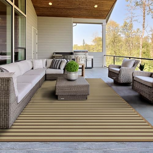GENIMO Outdoor Rug, Waterproof Plastic Rugs for Patio, 6'x9' Brown Greige - Image 2