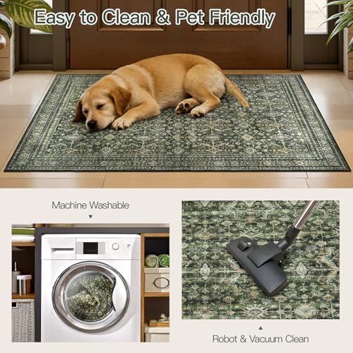2x3 Area Rugs for Livingroom Entryway Bathroom, Washable Kitchen Mats,Green - Image 6