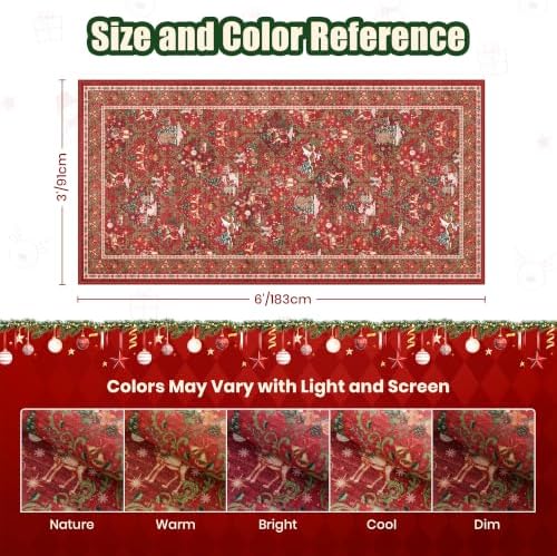 Christmas Runner Rug 3x6, Washable Rugs for Living Room (3'x6', Red) - Image 2