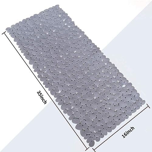 SONGZIMING Bathtub Mat Non Slip 2 Pack, 35 x 16 Inches Pebble Shower Mat with Suction Cups and Drain Holes, Bath Mat for Shower,Bathroom tub (Grey) - Image 3