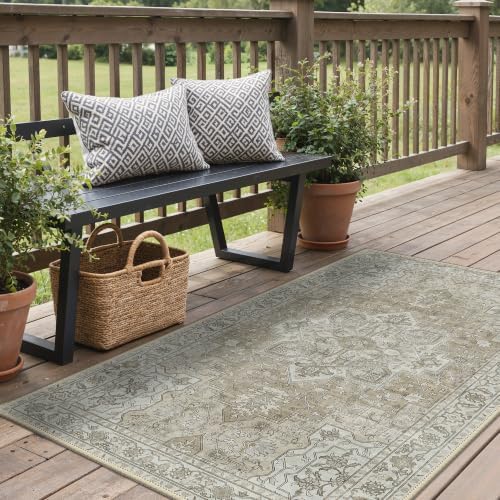 GENIMO Indoor Outdoor Rug, Washable for Patio and Deck, Cream Beige, 3x5 - Image 4