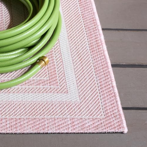 SAFAVIEH Washable Rug Outdoor Courtyard Collection - 4' x 5'7", Ivory & Pink, Non-Shedding & Easy to Clean, Ideal for Patio, Backyard, Mudroom (CY8475-56212) - Image 4