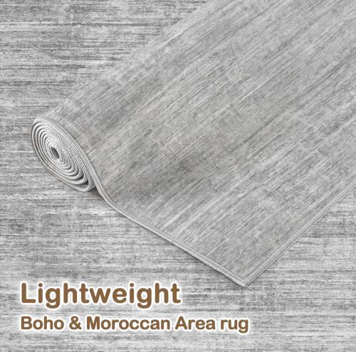Tortania Area Rug Living Room Rugs - 5x7 Washable Large Soft Neutral Boho Moroccan Bohemian Farmhouse Rug Indoor Floor Carpet for Bedroom Under Dining Table Home Office Decor - Silver Gray - Image 5
