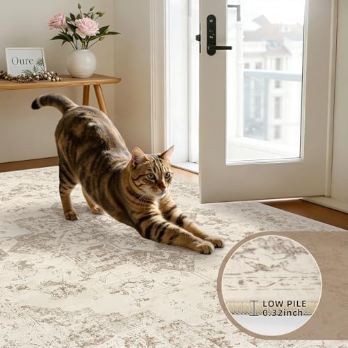 2'6''x14' Hallway Washable Runner Rug: Kitchen Carpet Beige/Ivory - Image 5