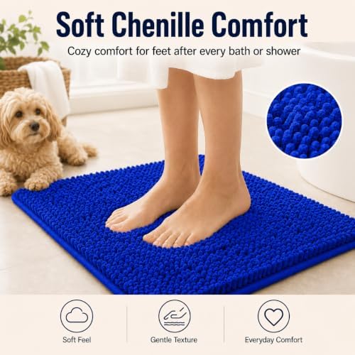 RUN HELIX Bath Rugs Non Slip Washable 2 Piece Non Slip Extra Absorbent Shaggy Chenille Bathroom Rugs and Mats Sets - Image 3