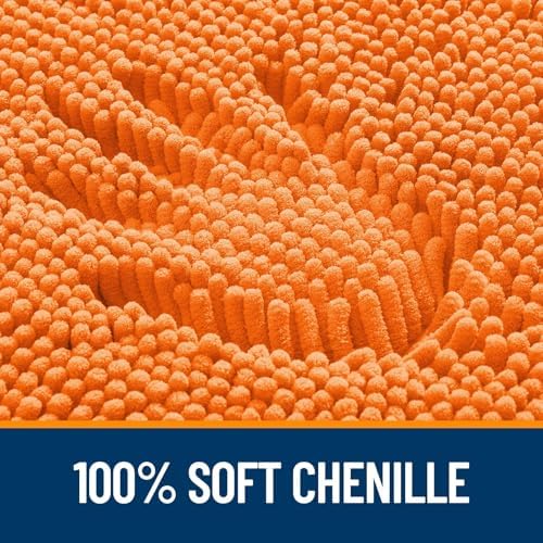 OLANLY Chenille Bathroom Rugs Sets 3 Piece, 30"x20"+24"x16"+24"x20", Orange - Image 2