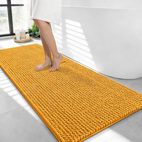 OLANLY Thick Chenille Bathroom Runner Rugs Mats 44x24, Golden Yellow by OLANLY