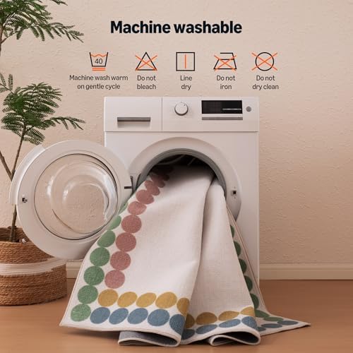 Amazon Basics Kids Printed Area Rug, Soft, Non-Slip, Machine Washable, 3' W × 5' L, Colorful Dots - Image 5