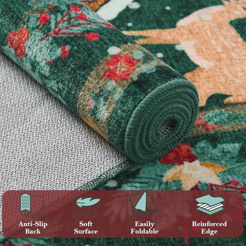 Rugxara Christmas Rug 2x3 Small Entryway Kitchen Bathroom Rugs, Green - Image 4