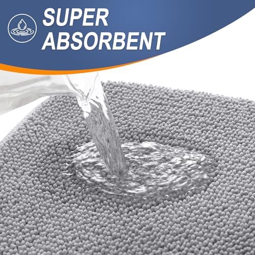 OLANLY Thick Memory Foam Large Bathroom Rug 40x32, Absorbent Bath Mat, Grey - Image 3